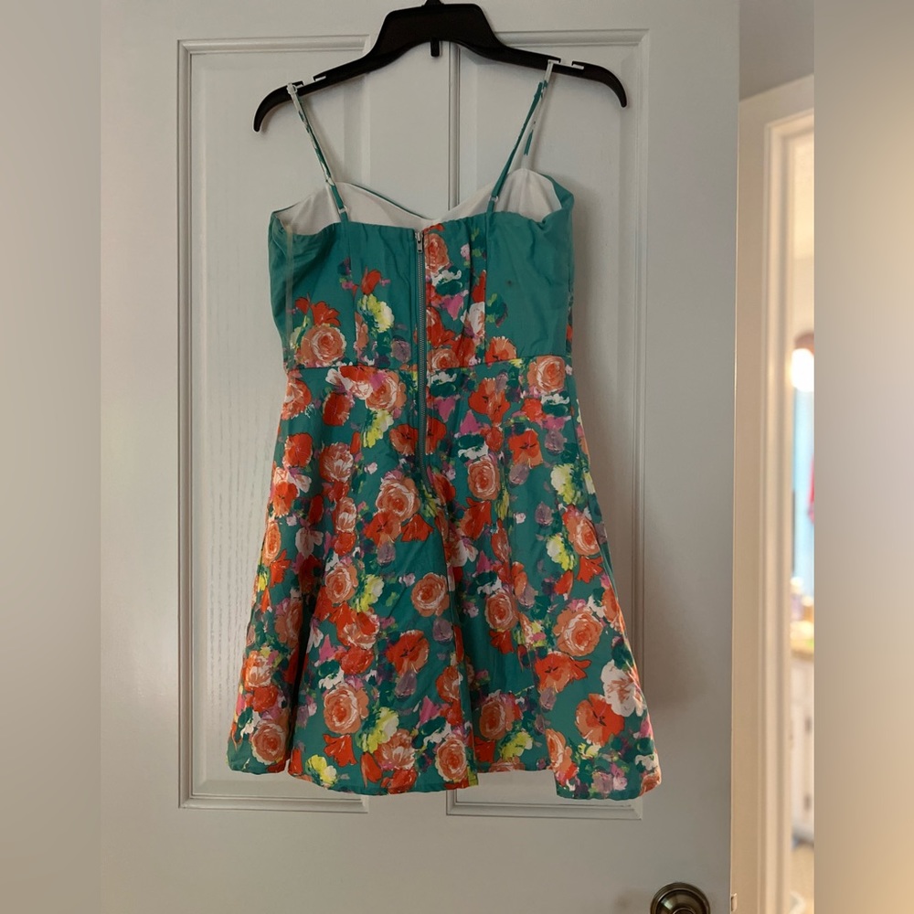 Charlotte Russe teal and floral retro style dress - Picture 3 of 4